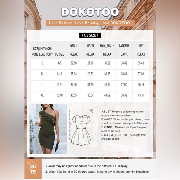 Dokotoo Womens One Shoulder Dresses Sleeveless Ruffle Empire Waist Asymmetrical - Picture 5 of 7